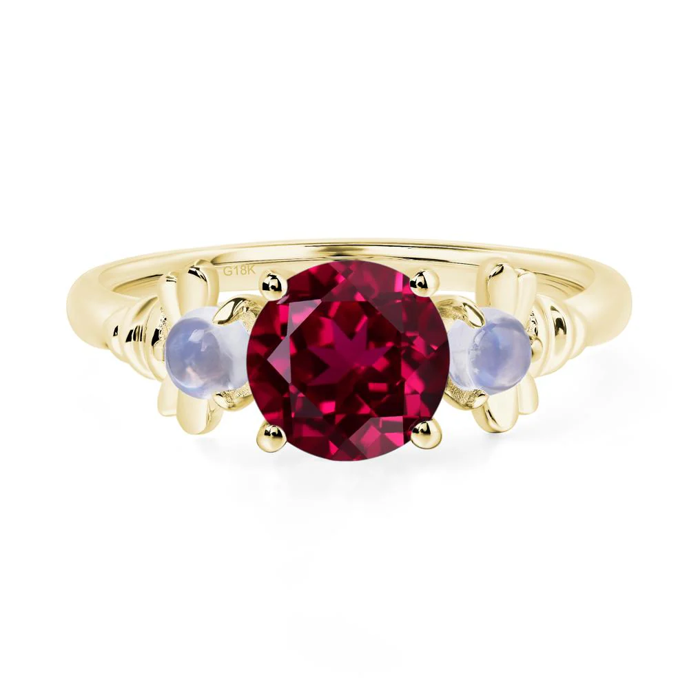 Ruby and Moonstone Honey Bee Ring - Image 8