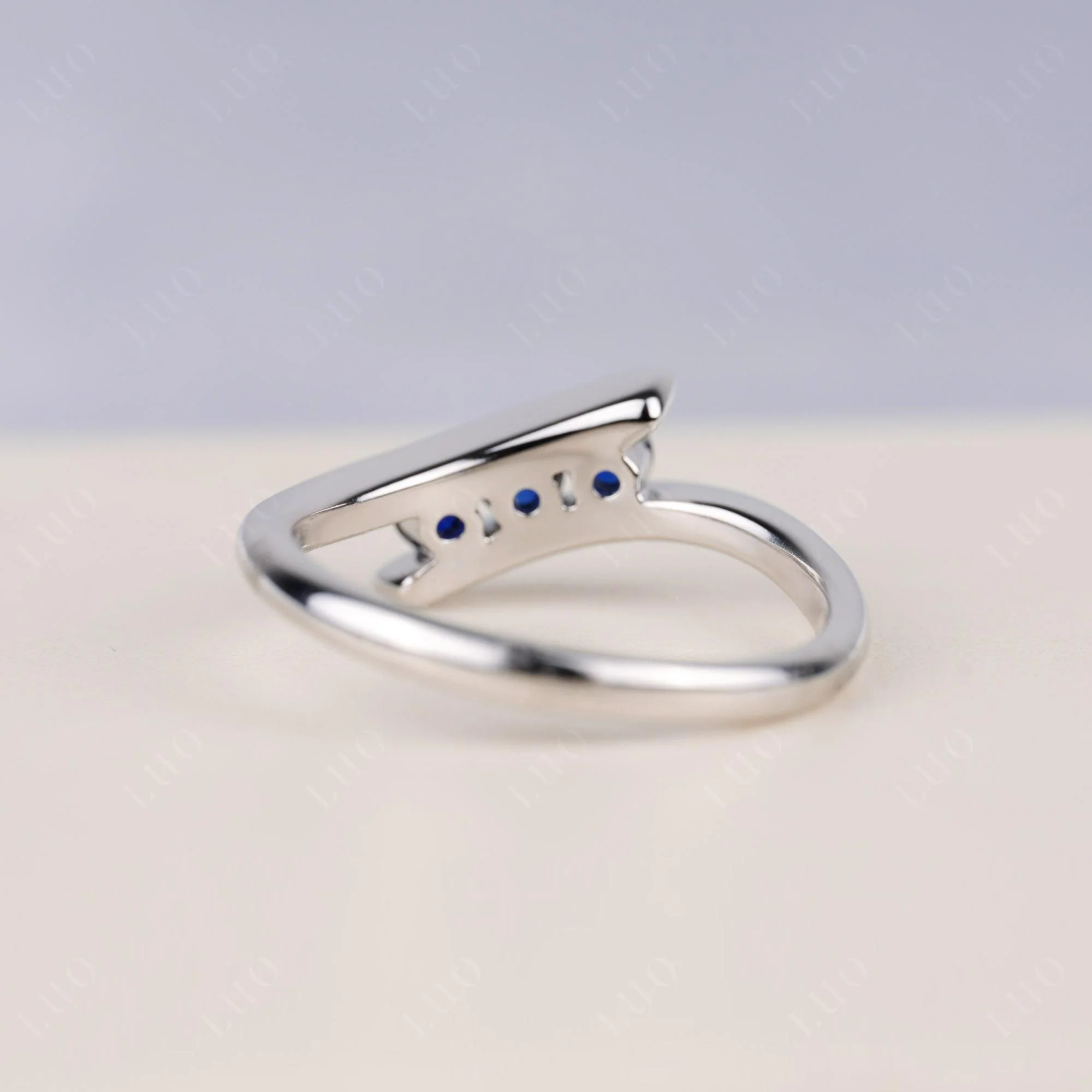 3 Stone Sapphire Bypass Ring - Image 3