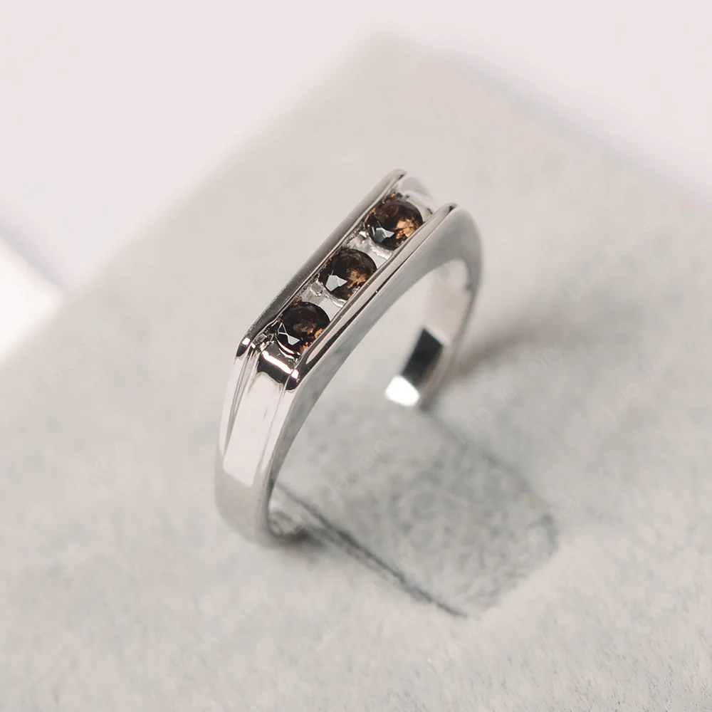 Smoky Quartz Channel Wedding Ring