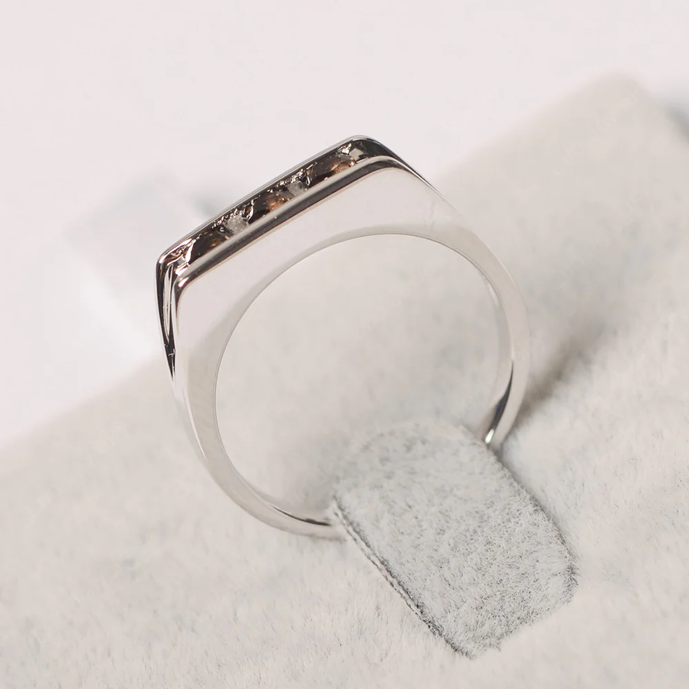 Smoky Quartz Channel Wedding Ring - Image 2
