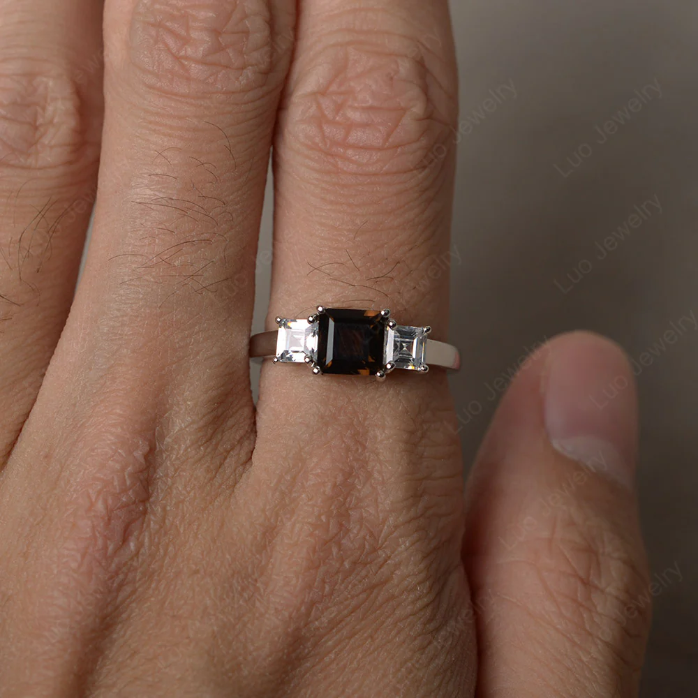 3 Stone Smoky Quartz Ring - Image 3
