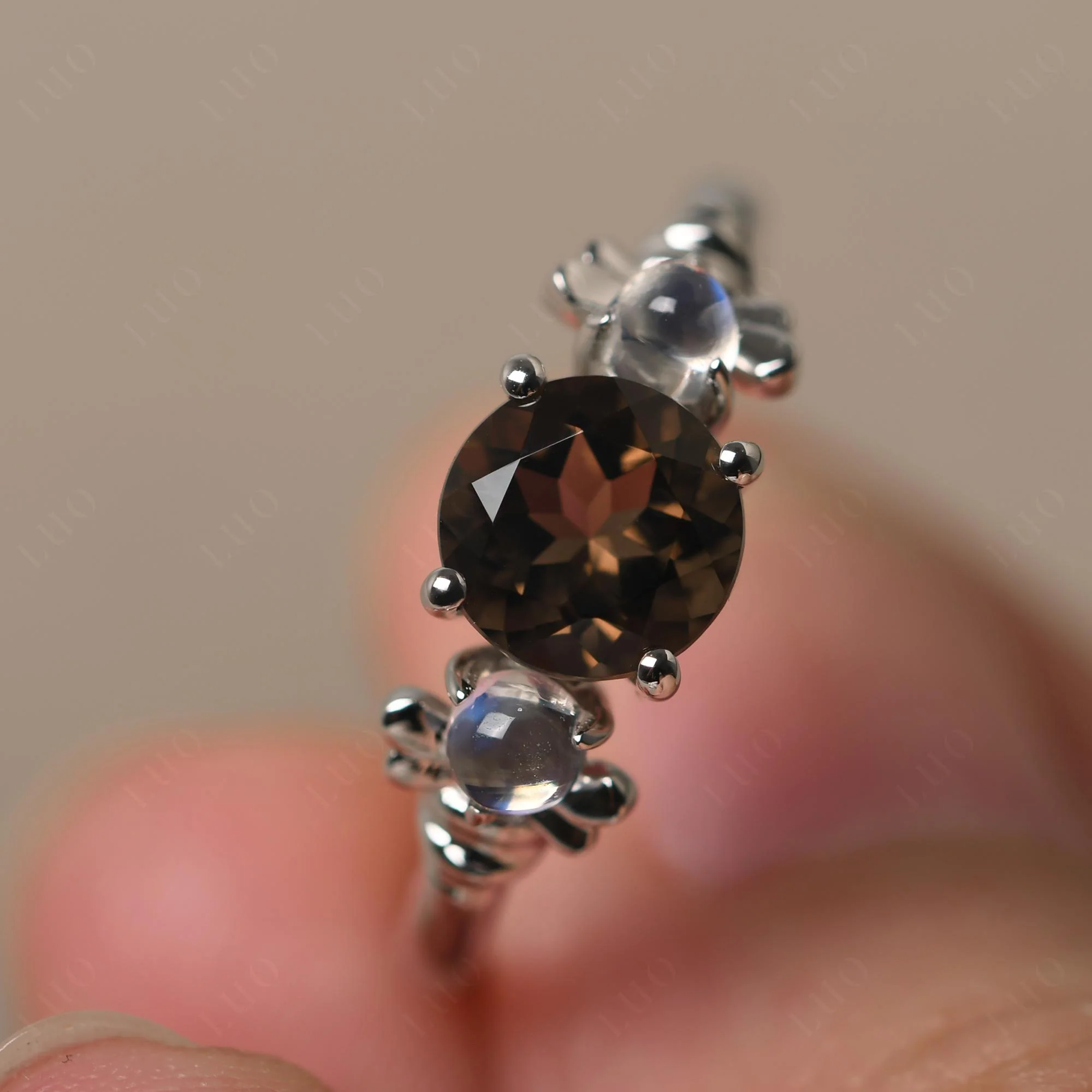 Smoky Quartz and Moonstone Honey Bee Ring - Image 10