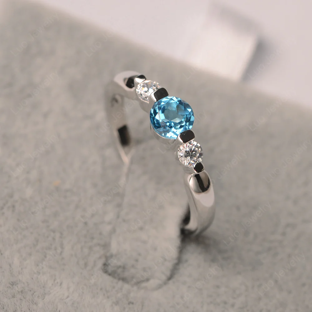 3 Stone Swiss Blue Topaz Mothers Ring