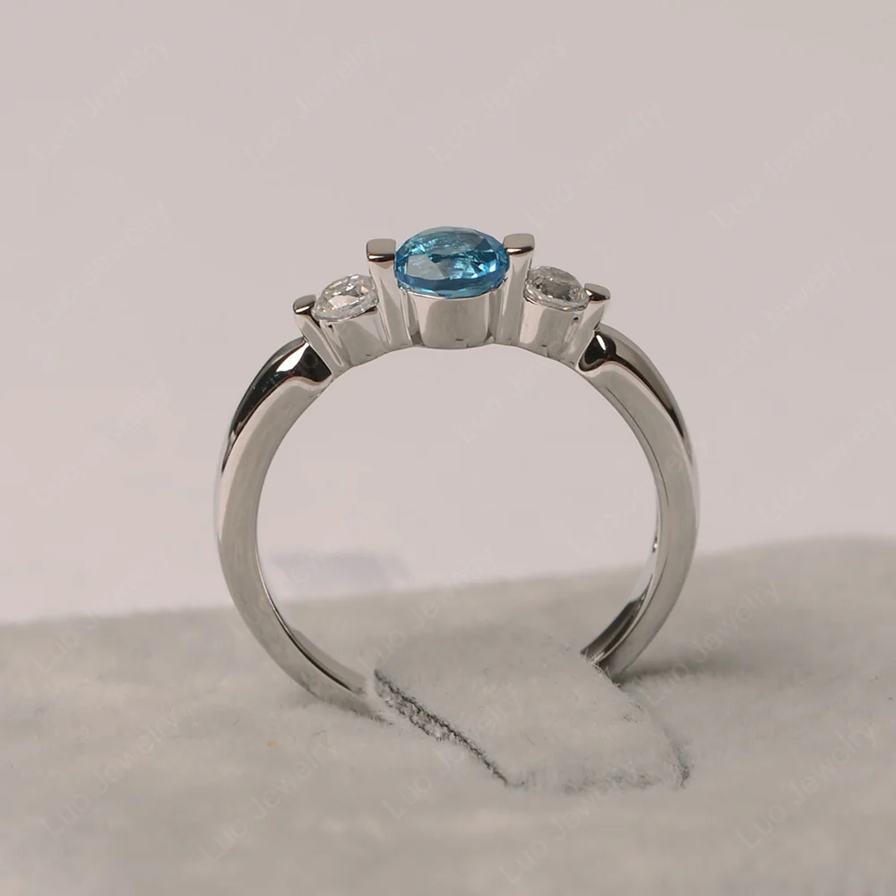 3 Stone Swiss Blue Topaz Mothers Ring - Image 2