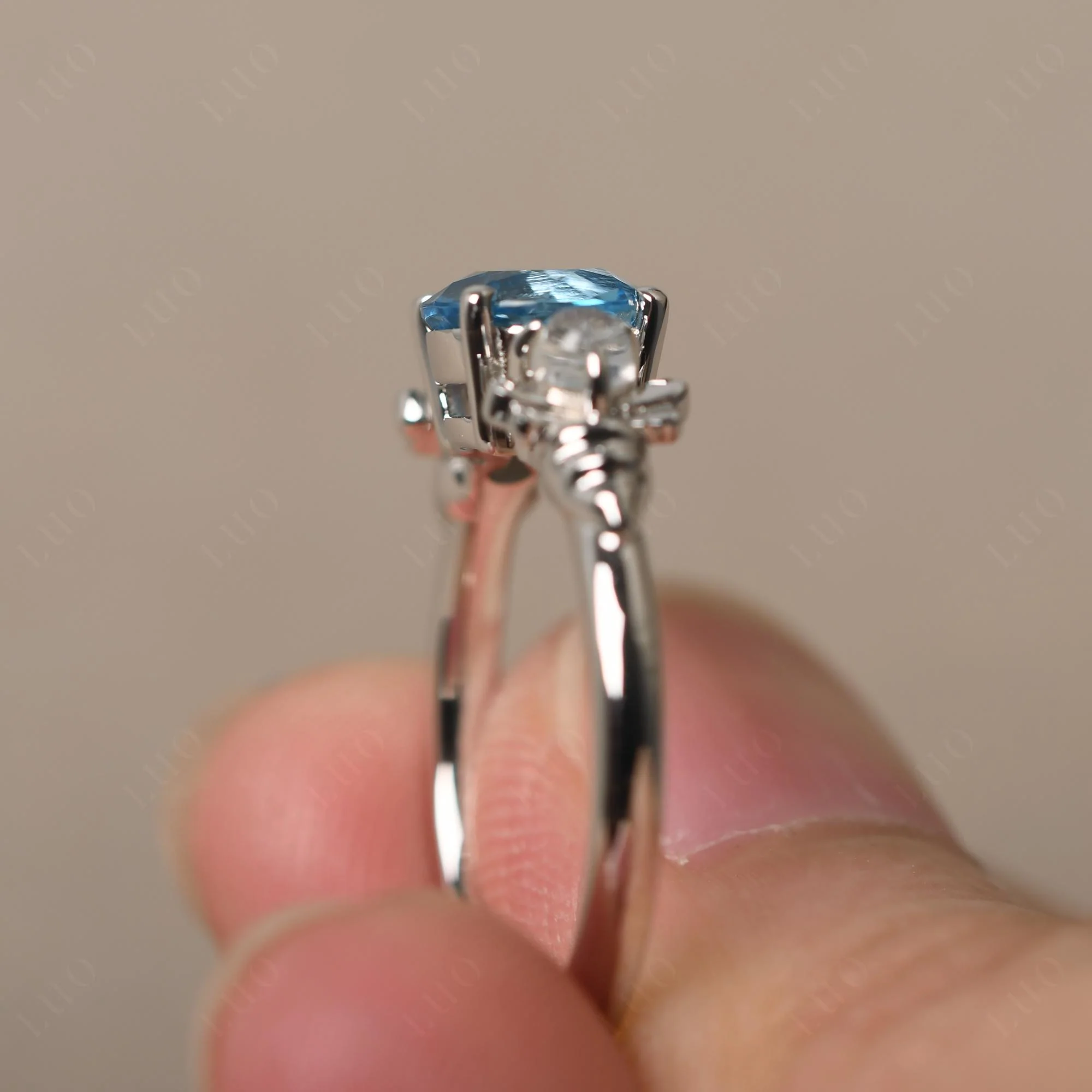 Swiss Blue Topaz and Moonstone Bee Ring - Image 13