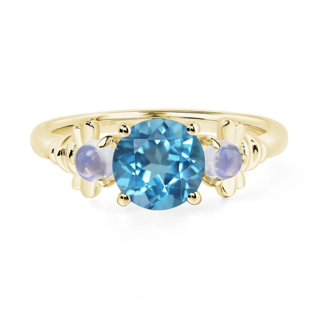 Swiss Blue Topaz and Moonstone Bee Ring - Image 8