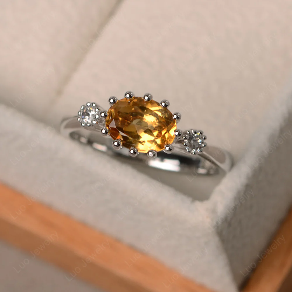 Citrine Unique Three Stone Ring