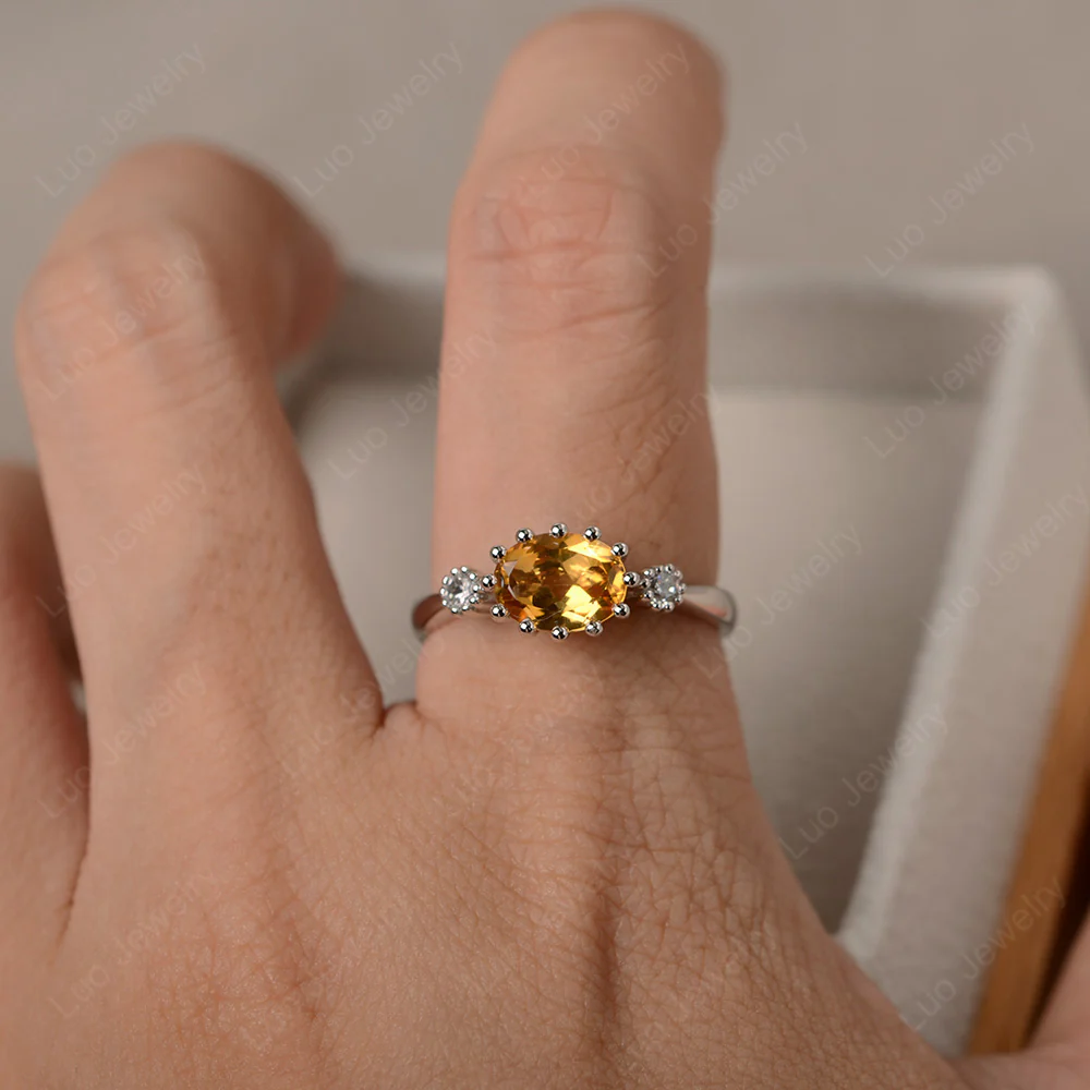 Citrine Unique Three Stone Ring - Image 4