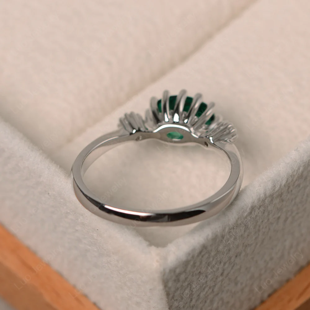 Emerald Oval East West Engagement Ring - Image 3