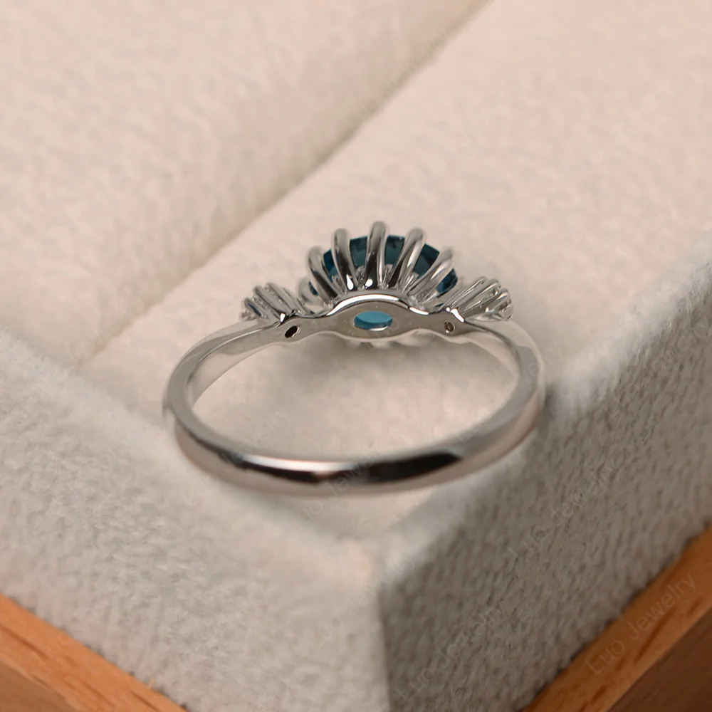 London Blue Topaz Oval East West Engagement Ring - Image 3