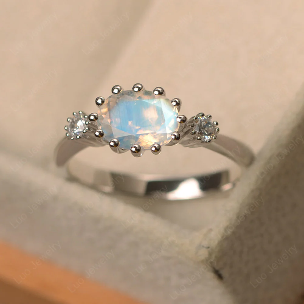 3 Stone Vintage Moonstone Mothers Ring