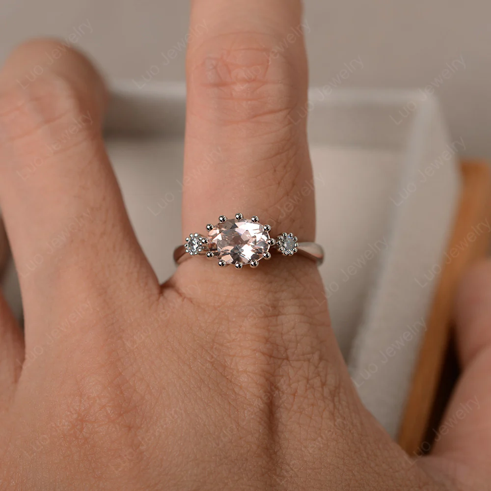 Morganite Unique Three Stone Ring - Image 4