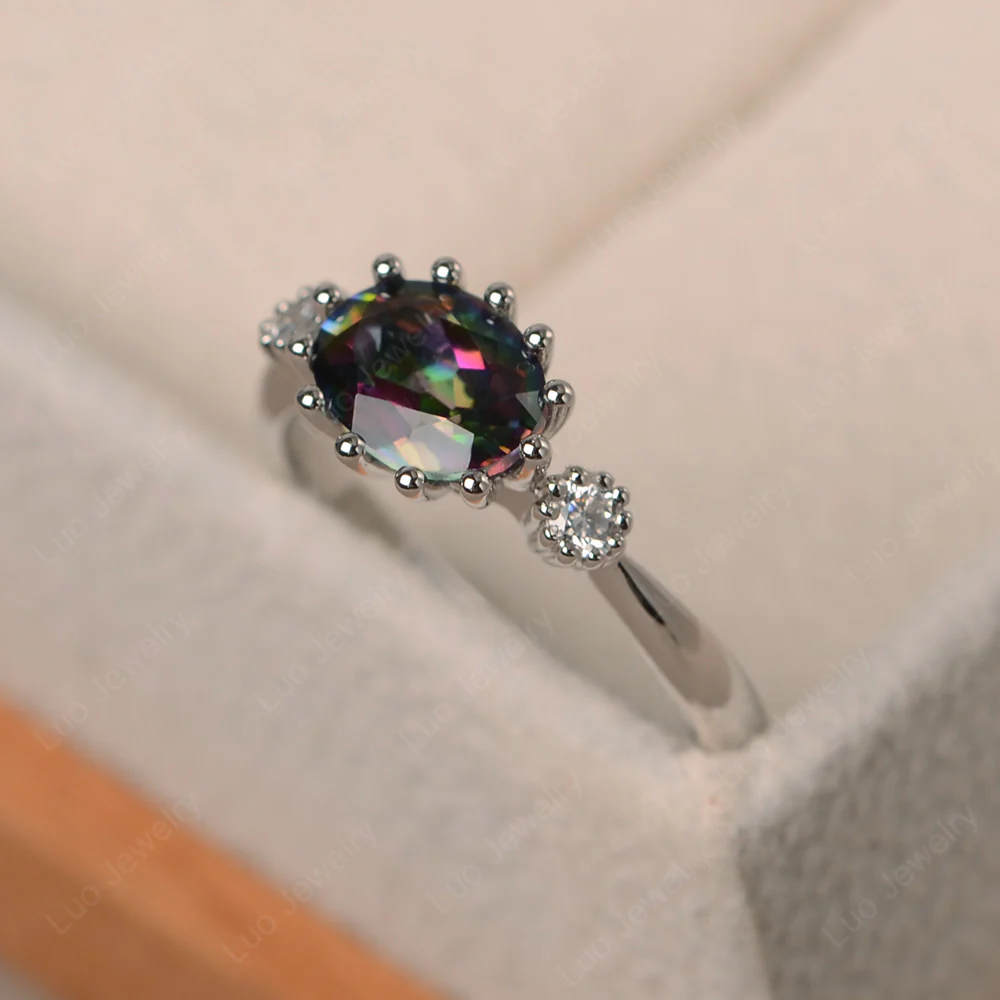Mystic Topaz Oval East West Engagement Ring - Image 2
