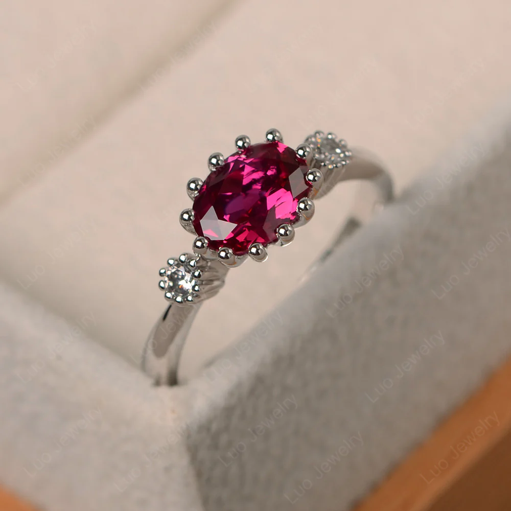 Ruby Unique Three Stone Ring - Image 2