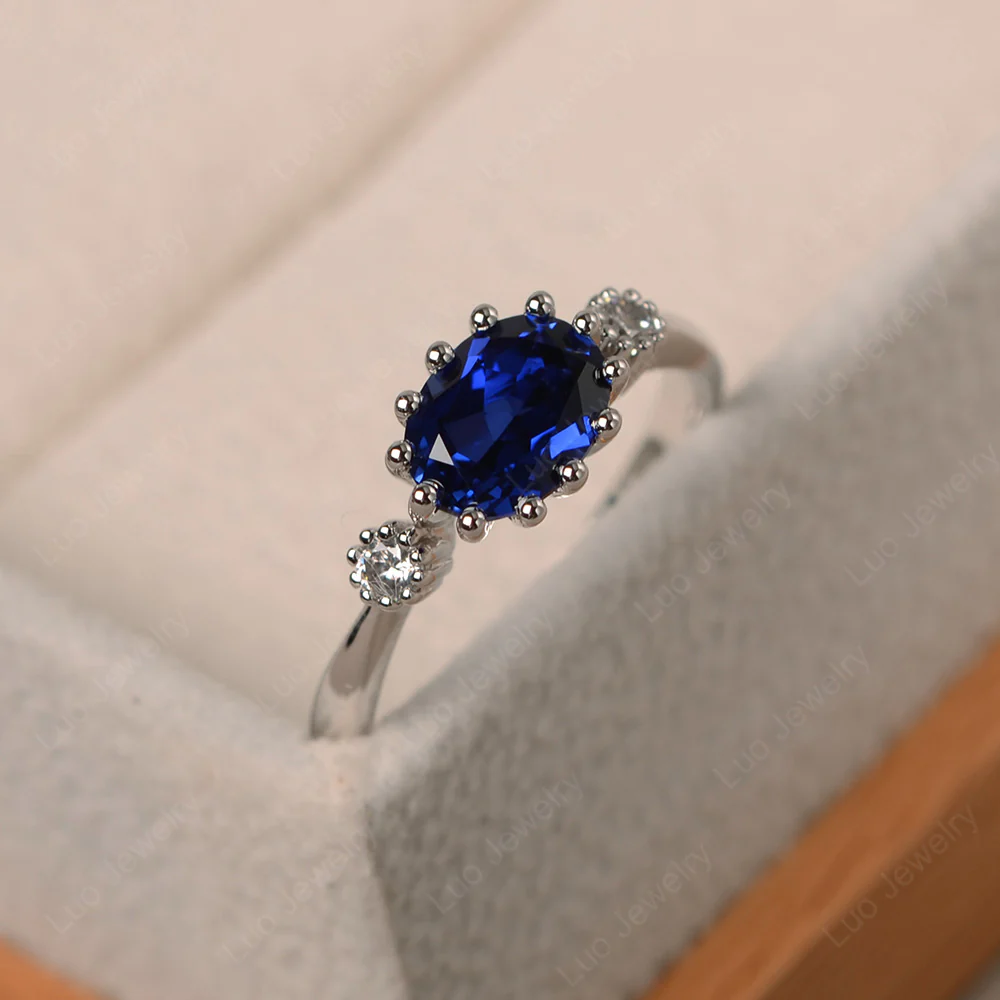 Sapphire Oval East West Engagement Ring - Image 2