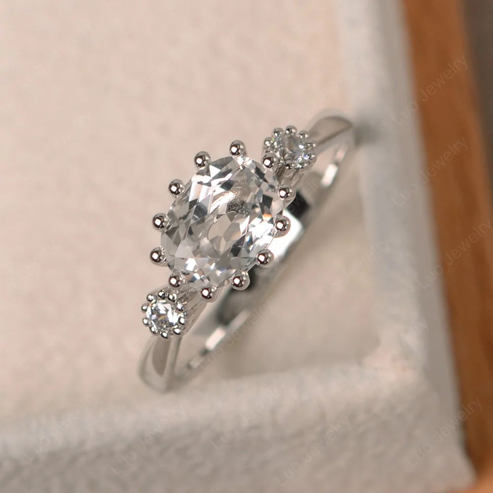 3 Stone Vintage White Topaz Mothers Ring - Image 2