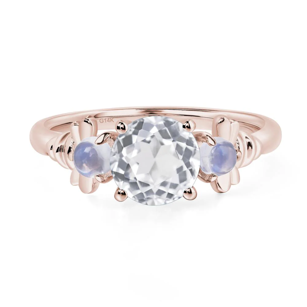 White Topaz and Moonstone Honey Bee Ring