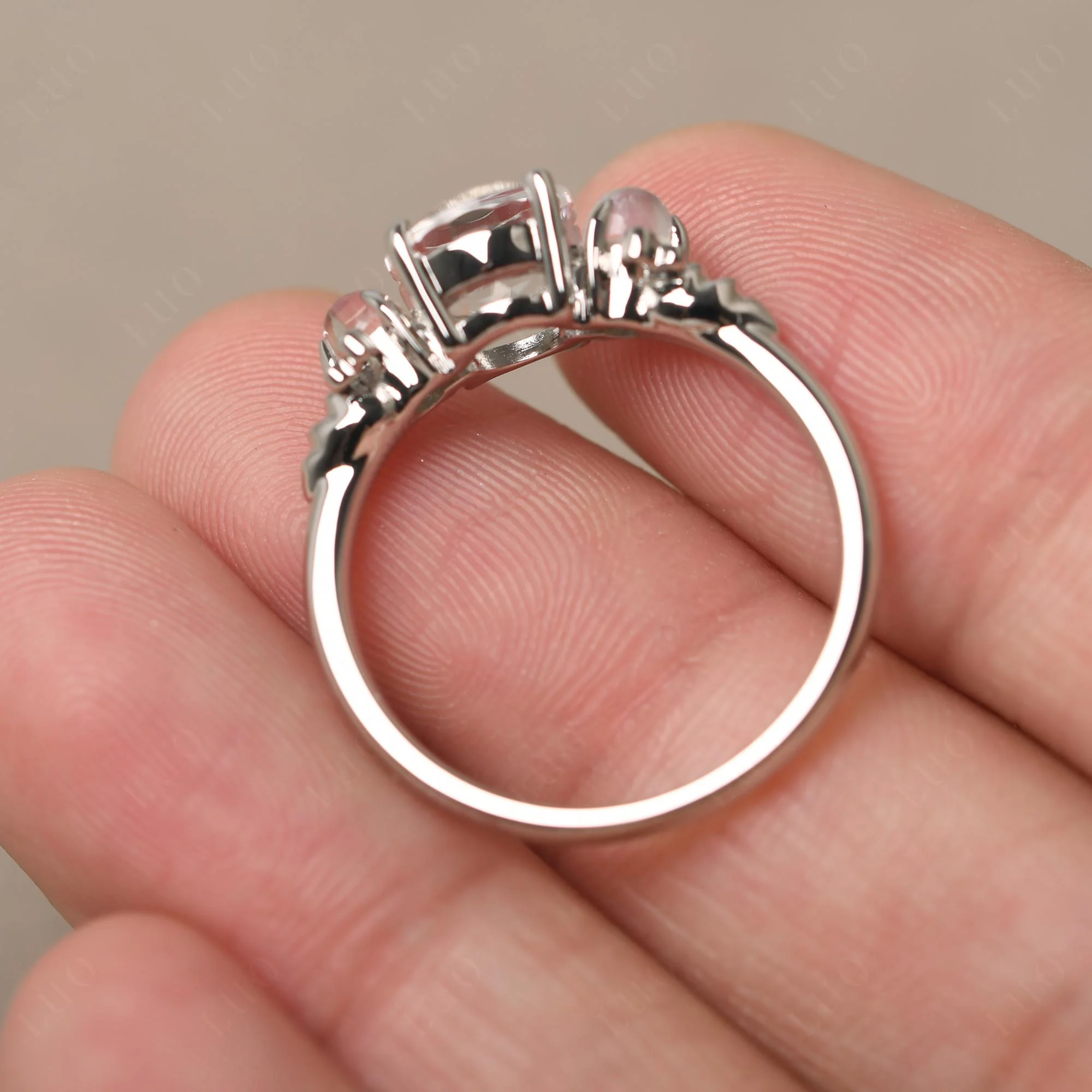 White Topaz and Moonstone Honey Bee Ring - Image 12