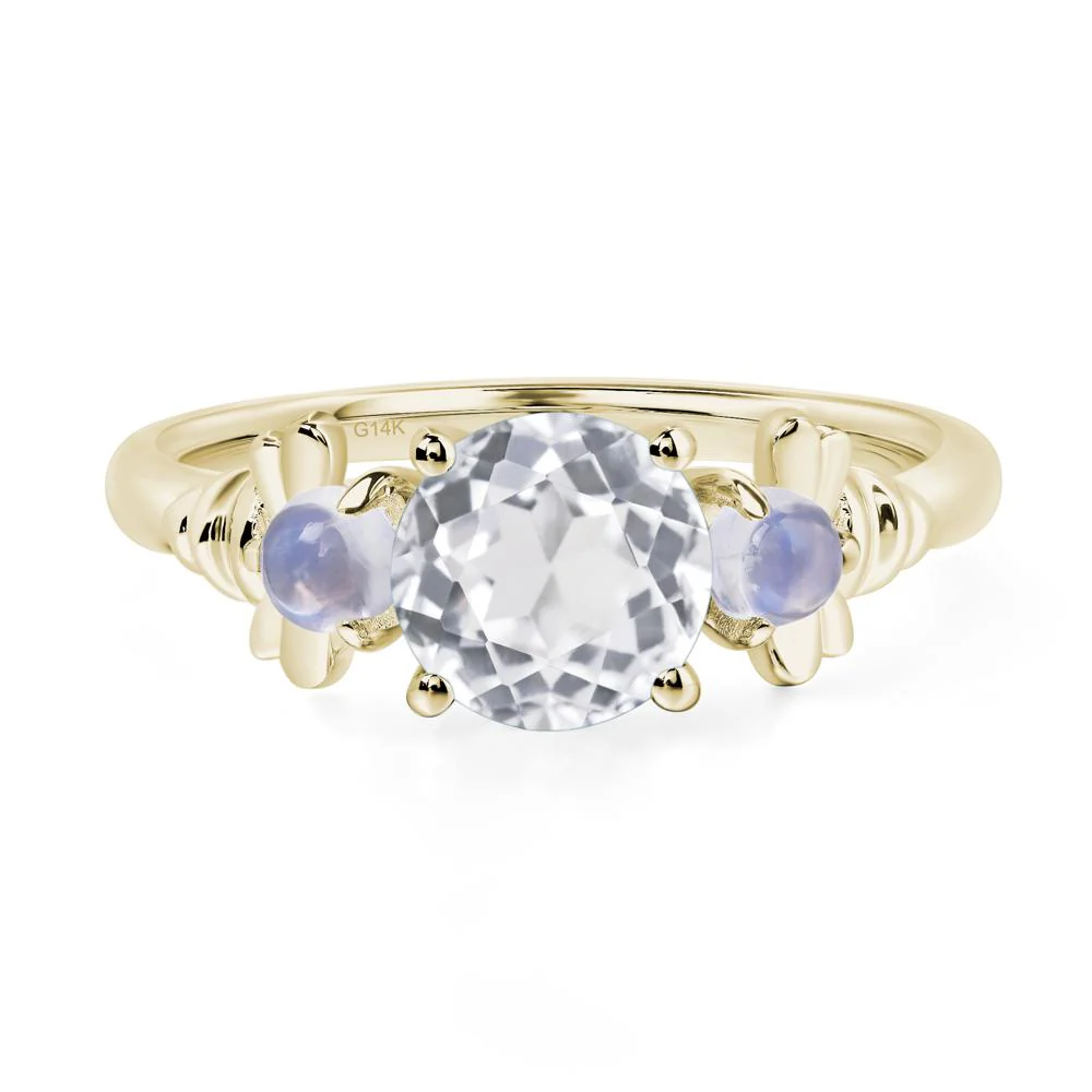 White Topaz and Moonstone Honey Bee Ring - Image 5
