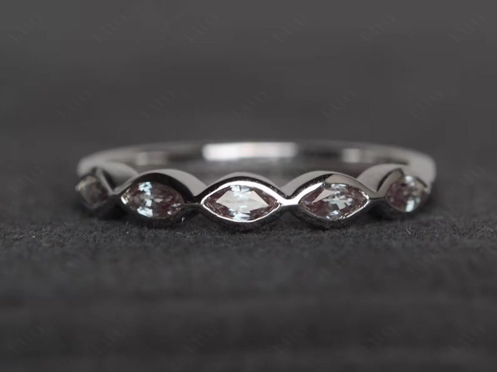 Marquise Cut Alexandrite Wedding Band - Image 10