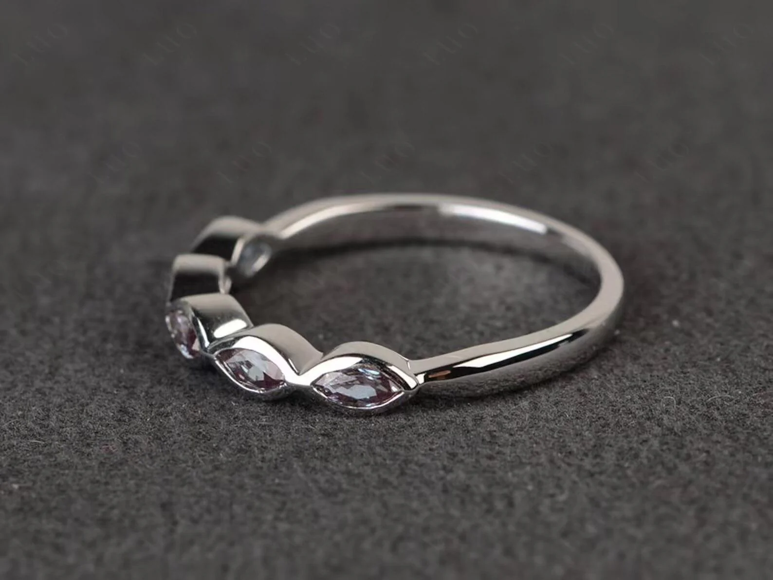 Marquise Cut Alexandrite Wedding Band - Image 11