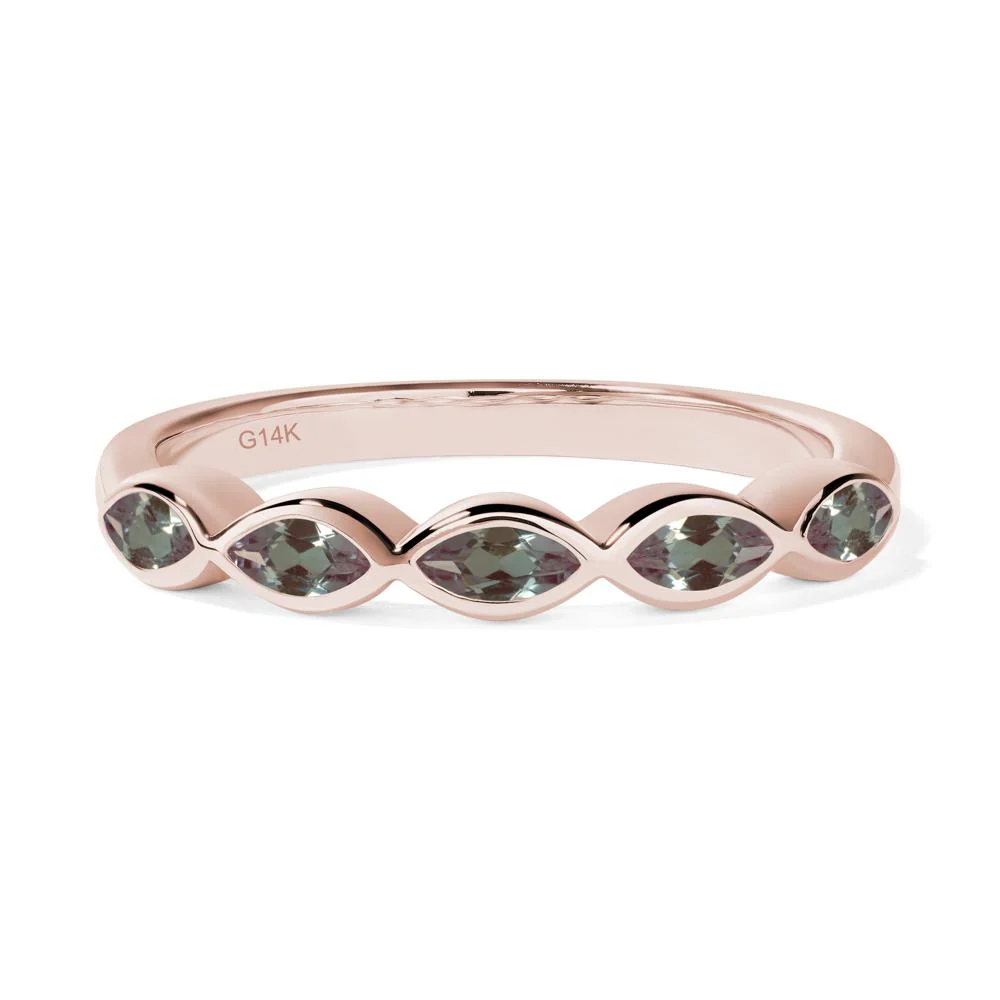 Marquise Cut Alexandrite Wedding Band - Image 5