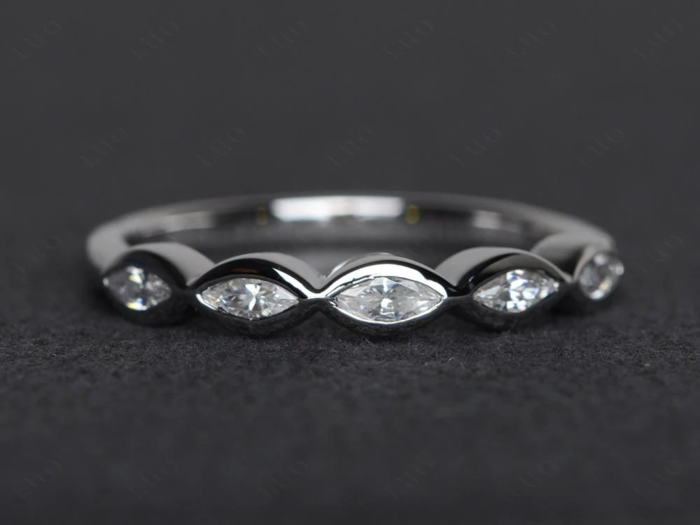 Marquise Cut Cubic Zirconia Wedding Band - Image 10
