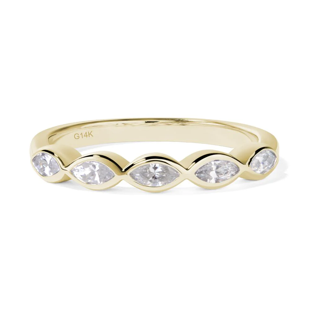 Marquise Cut Cubic Zirconia Wedding Band - Image 4