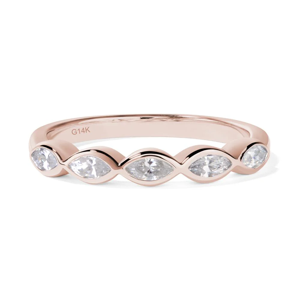 Marquise Cut Cubic Zirconia Wedding Band - Image 5