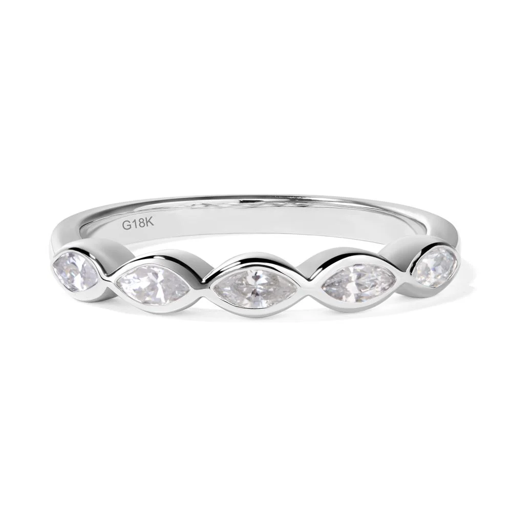 Marquise Cut Cubic Zirconia Wedding Band - Image 7