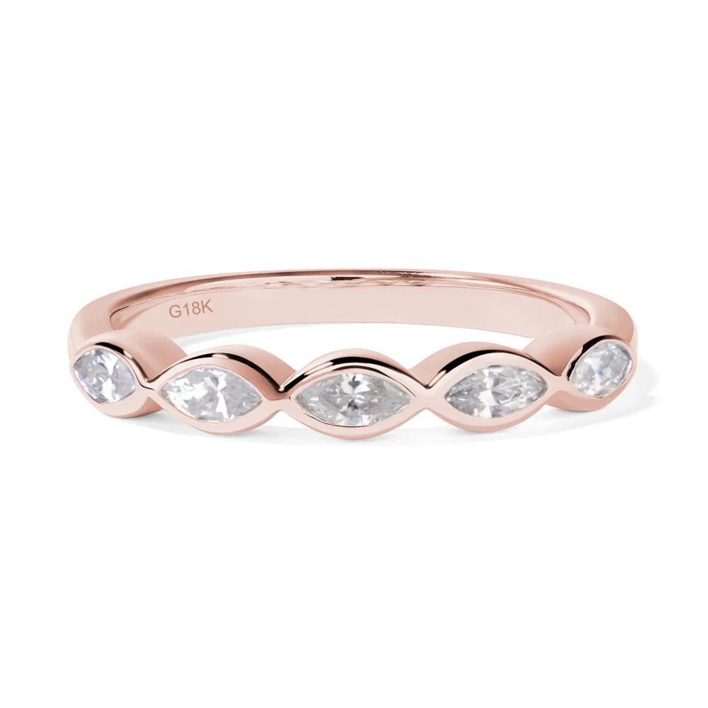 Marquise Cut Cubic Zirconia Wedding Band - Image 9