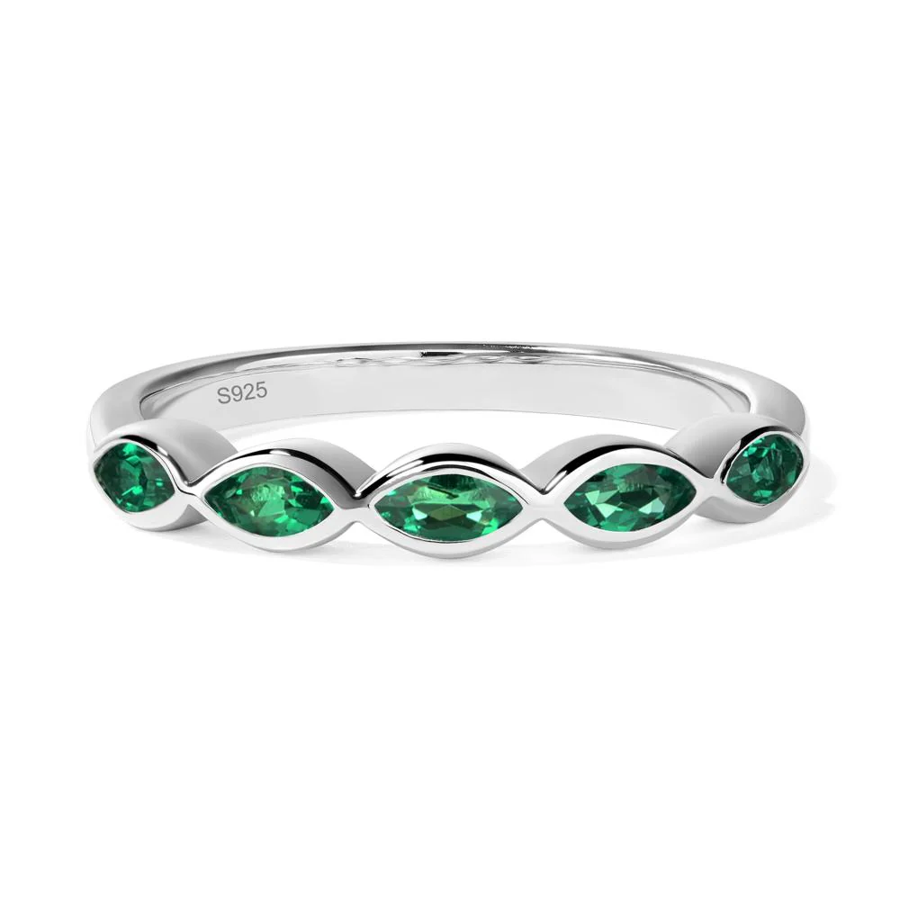 Emerald 5 Stone Wedding Ring - Image 2