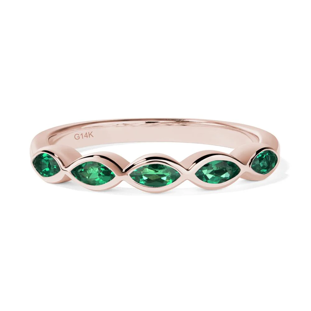 Emerald 5 Stone Wedding Ring - Image 5