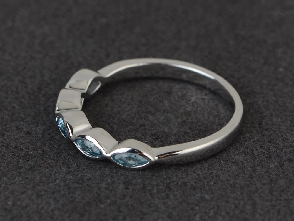 Marquise Cut London Blue Topaz Wedding Band - Image 11