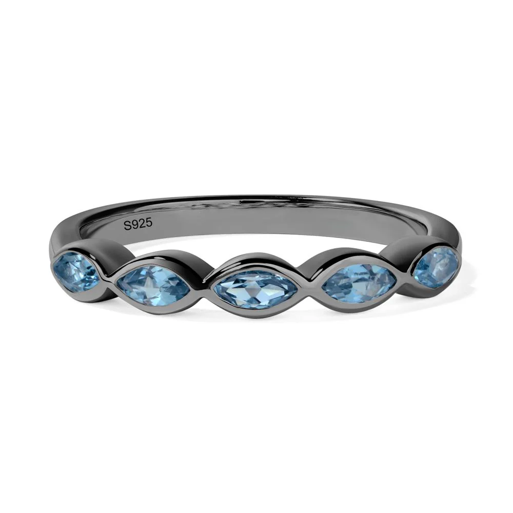 Marquise Cut London Blue Topaz Wedding Band - Image 2