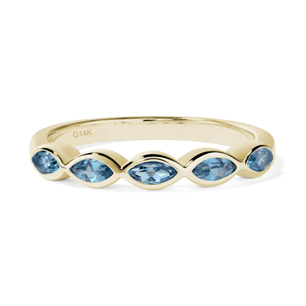 Marquise Cut London Blue Topaz Wedding Band - Image 4