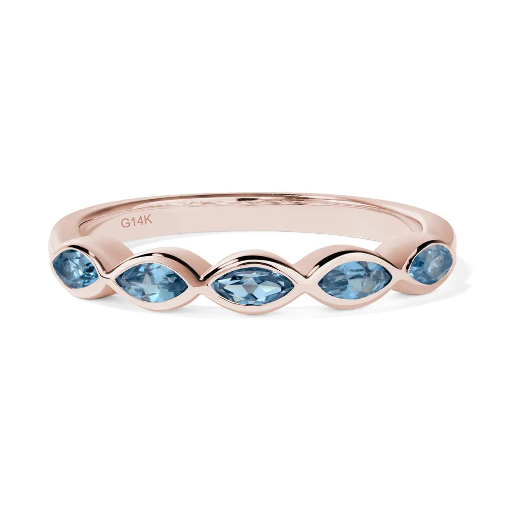 Marquise Cut London Blue Topaz Wedding Band - Image 5