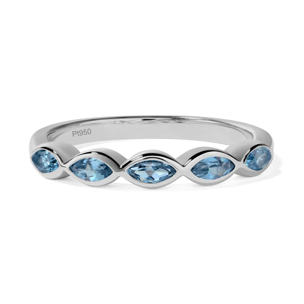 Marquise Cut London Blue Topaz Wedding Band - Image 6