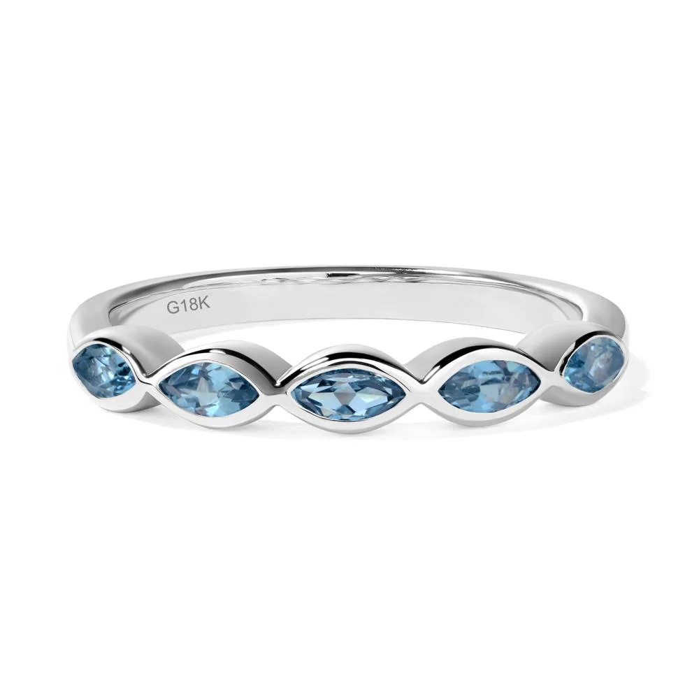 Marquise Cut London Blue Topaz Wedding Band - Image 7
