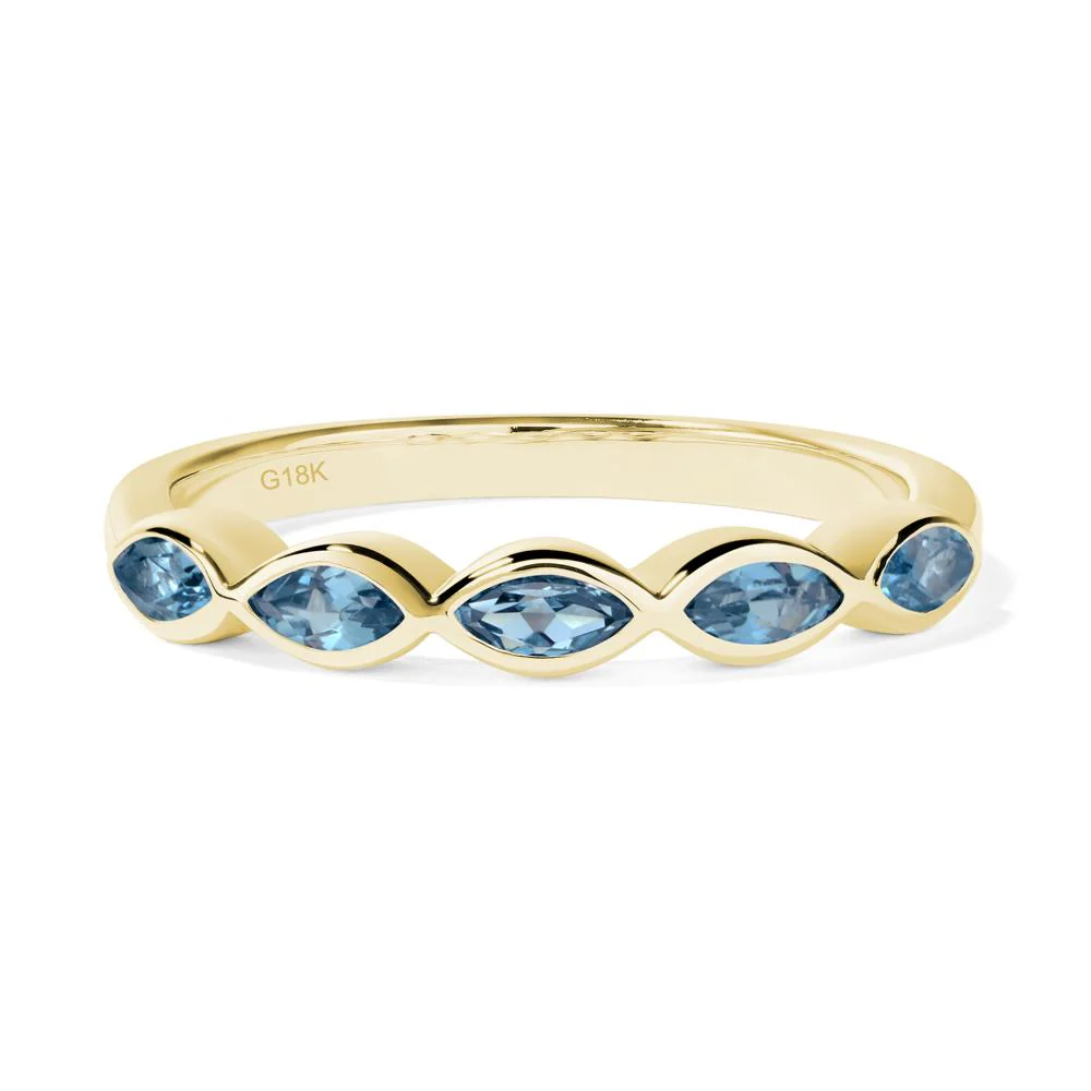 Marquise Cut London Blue Topaz Wedding Band - Image 8