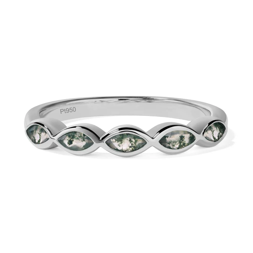 Moss Agate 5 Stone Wedding Ring - Image 6