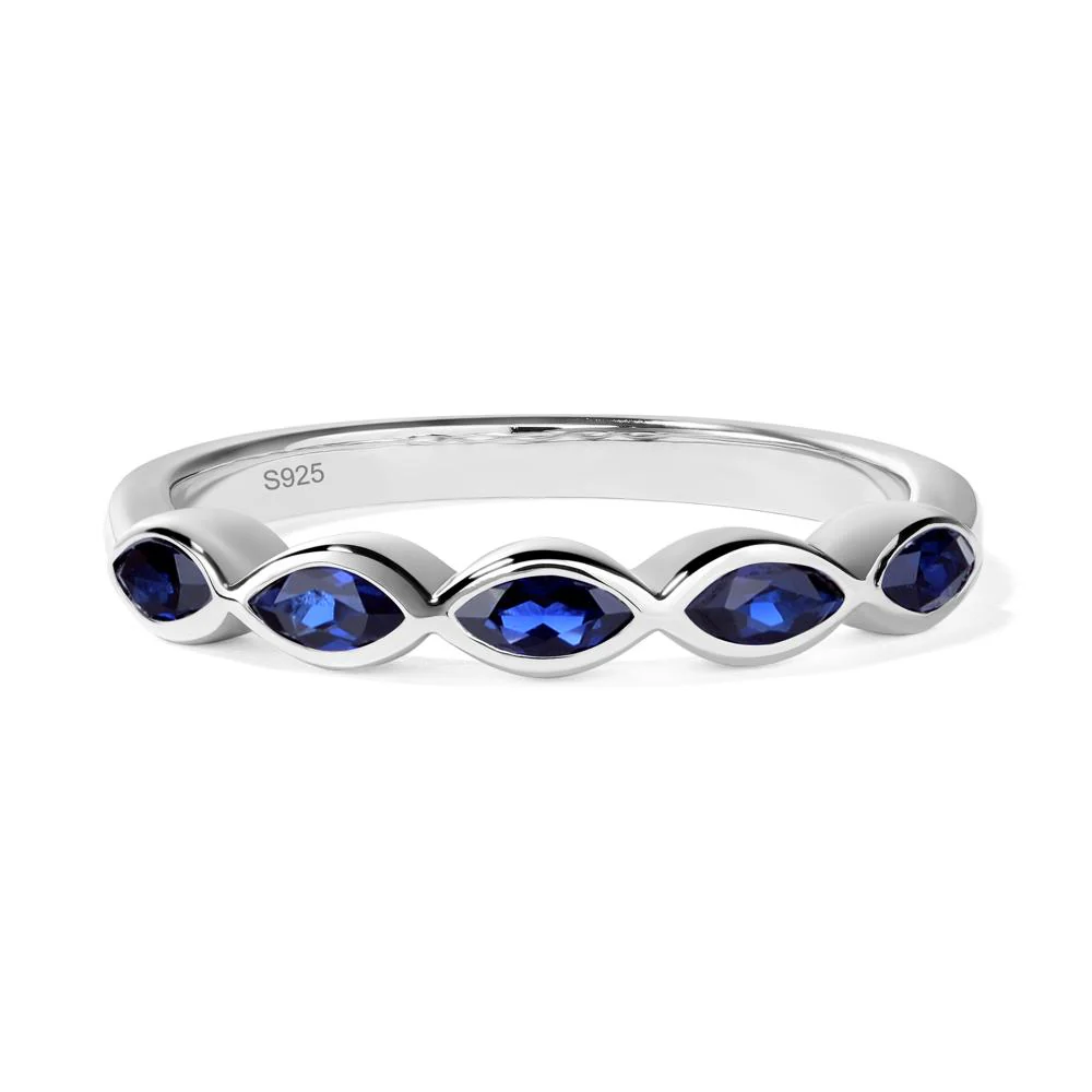 Marquise Cut Sapphire Wedding Band - Image 2