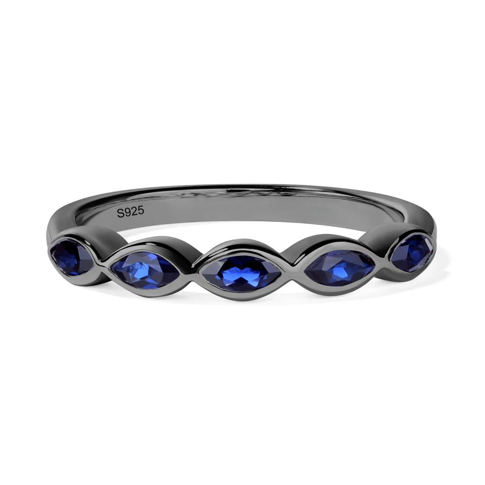 Marquise Cut Sapphire Wedding Band - Image 3