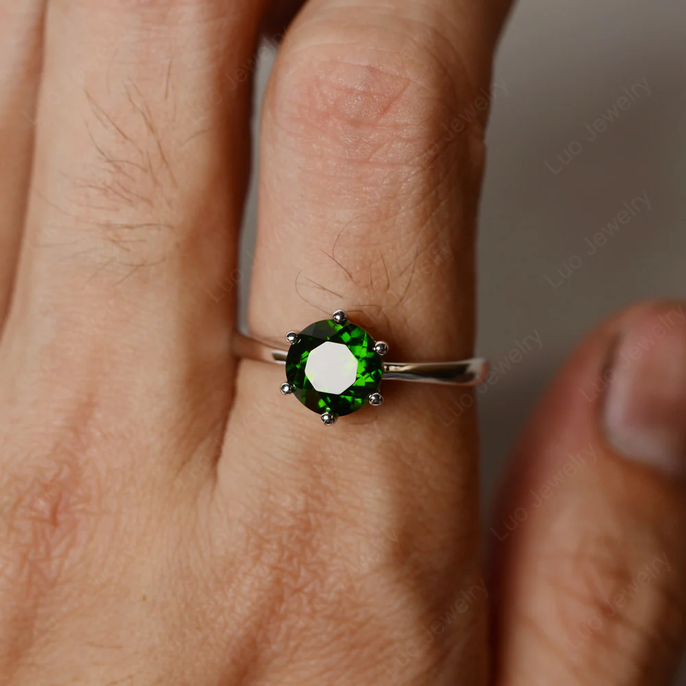 Six Prong Diopside Solitaire Ring - Image 2