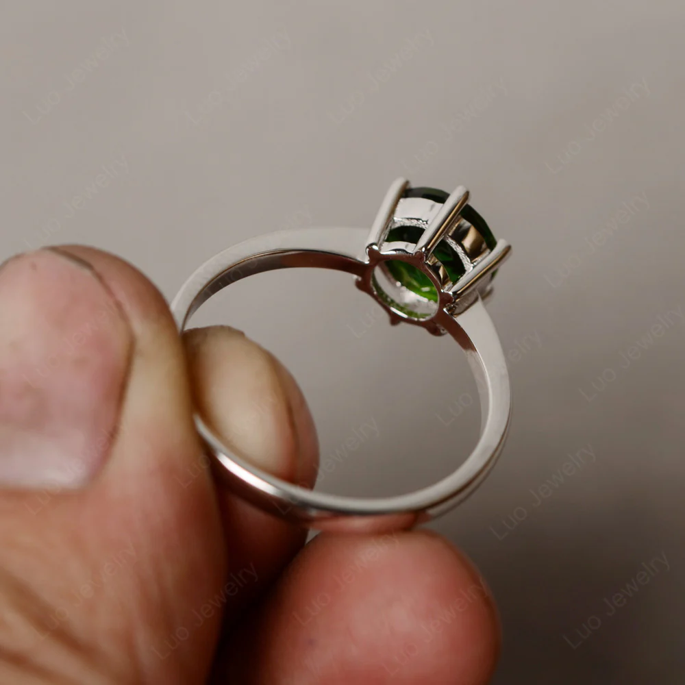 Six Prong Diopside Solitaire Ring - Image 3