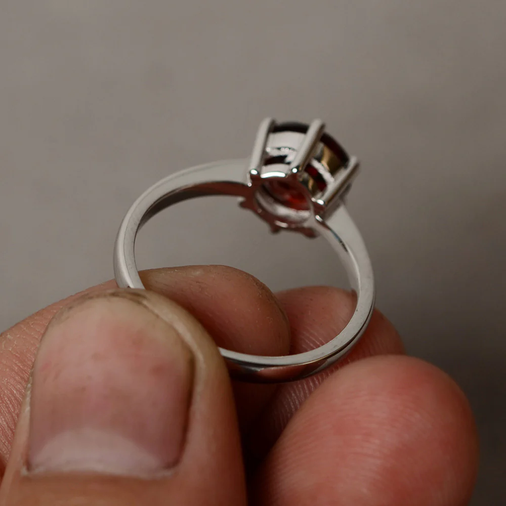 Six Prong Garnet Solitaire Ring - Image 2