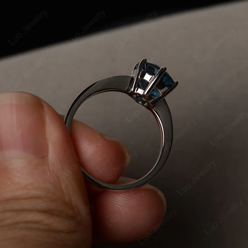 Six Prong London Blue Topaz Solitaire Ring - Image 3