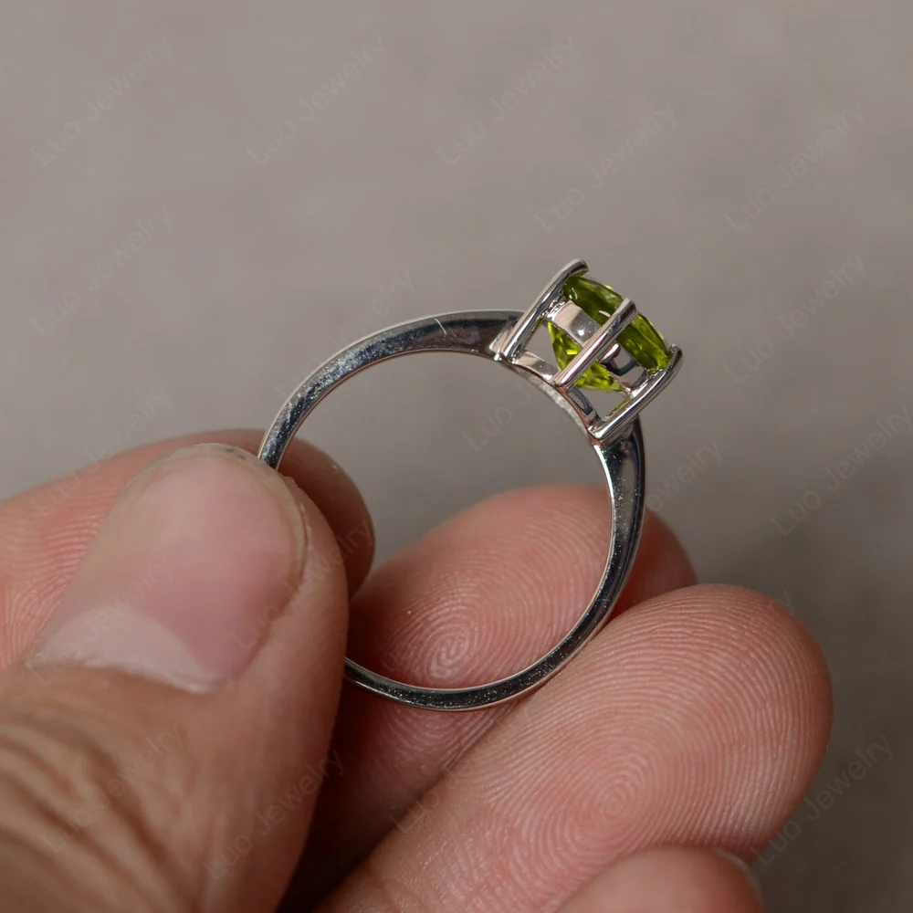 Six Prong Peridot Solitaire Ring - Image 2
