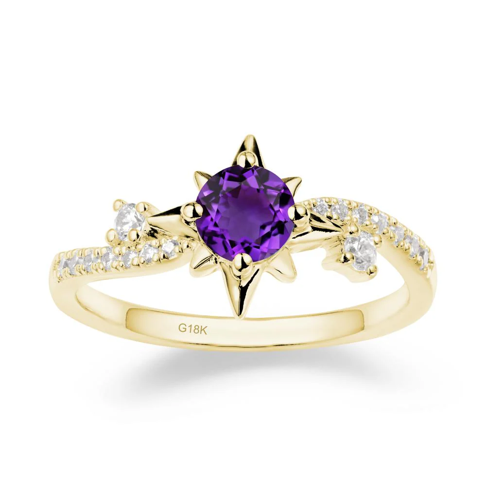 8-Pointed Star Round Amethyst Sterling Silver Ring - Image 7