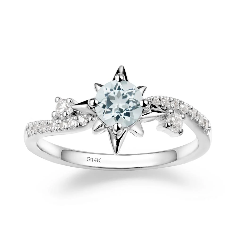 8-Pointed Star Round Aquamarine Ring - Image 3